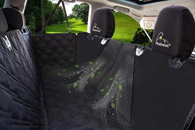 Meadowlark Heavy-Duty Car Seat Cover with Mesh Window, Extra Padded Non-Slip Dog Hammock, Water-Resistant Back Seat Protector for Cars, Trucks and SUVs (54" W x 58" L)