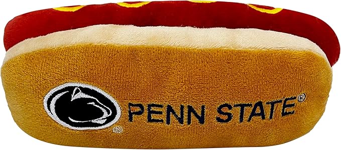 NCAA Penn State Nittany Lions HOT Dog Plush Dog & CAT Squeak Toy- Cutest HOT-Dog Snack Plush Toy for Dogs & Cats with Inner Squeaker & Beautiful Football/Basketball Team Name/Logo