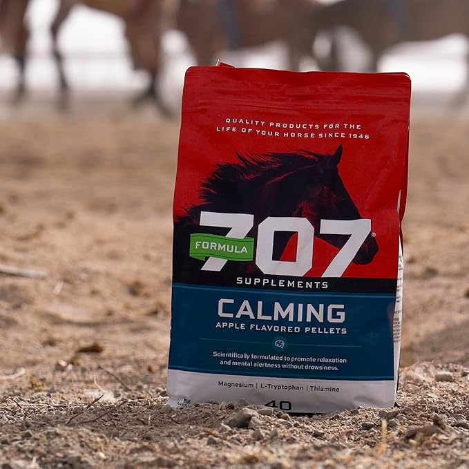 Formula 707 Calming Equine Supplement 20LB Bag – 160 Servings – Anxiety Relief and Enhanced Focus for Horses – L-Tryptophan, Thiamine & Magnesium