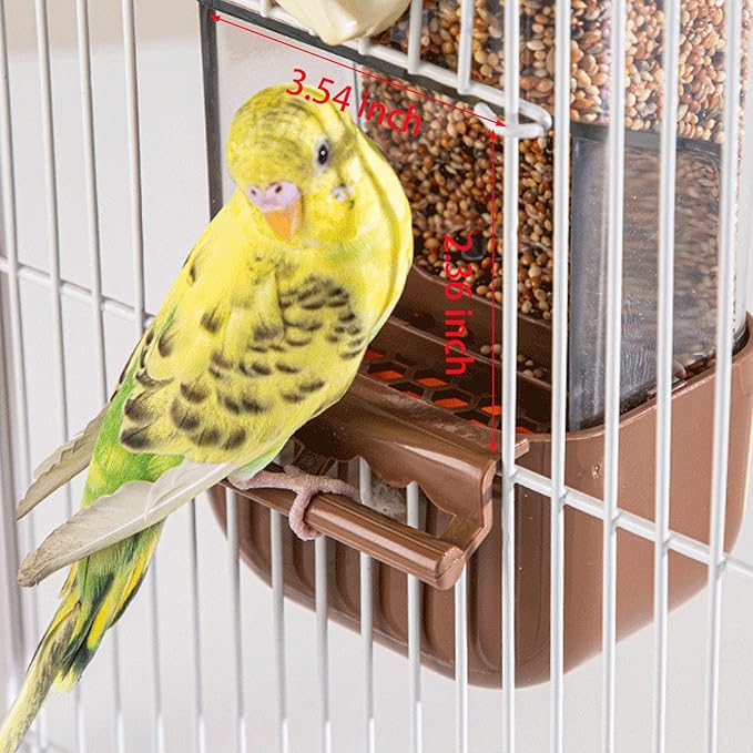 Automatic Bird Feeder for Cage, No Mess Automatic Bird Feeder Water Dispenser Set Acrylic Parrot Food Container Drinker Cage Accessories for Parakeet Canary Finch Cockatiel Lovebirds