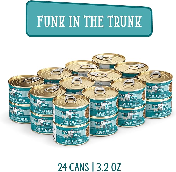 Weruva Cats in The Kitchen, Funk in The Trunk with Chicken in Pumpkin Consomme Cat Food, 3.2oz Can (Pack of 24)