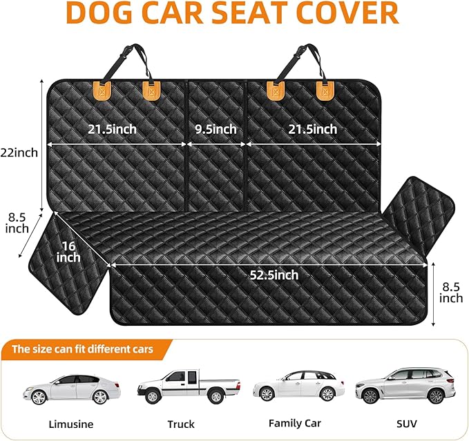 Dog Car Seat Cover for Back Seat - Waterproof and Scratchproof Back Seat Cover for Dogs Nonslip Car Seat Cover for Dogs Fits for Cars and SUVs