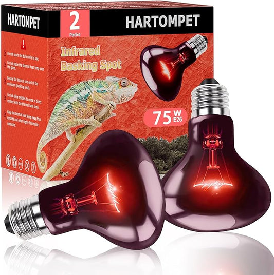 75W Infrared Basking Spot Light Bulbs – Ideal for Reptiles & Amphibians Like Bearded Dragons, Snakes, Turtles & Lizards; Red Heat Lamp for Pet Brooders, Terrariums & Turtle Tanks | 2 Pack