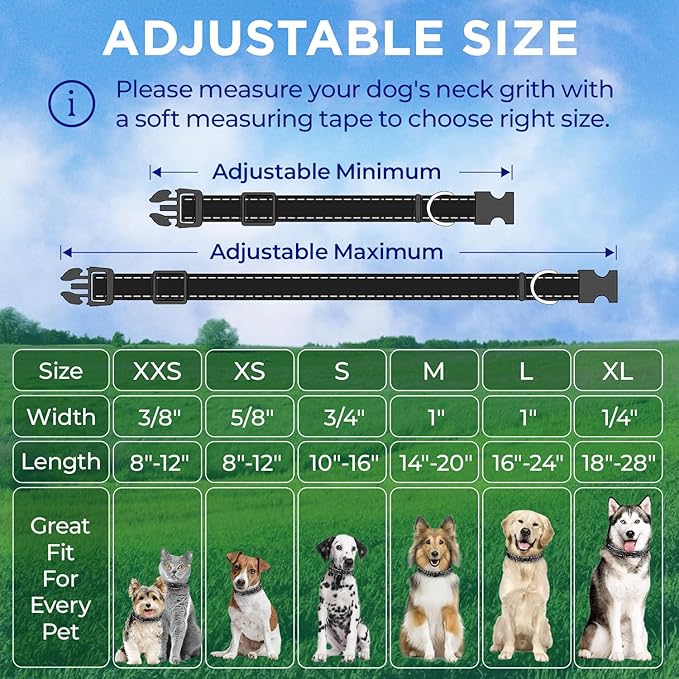 TECEUM Reflective Dog Collar – Black – XL – Extra Soft Padding – Basic Nylon Pet Collar – Quick Release Buckle – Fits Small, Medium and Large Dogs, Puppies, Cats – ESA & Service Dog Options