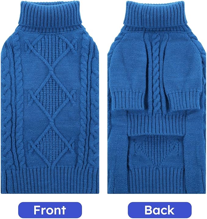 ASENKU Knitted Dog Sweater, Pullover Big Thermal Dog Winter Sweater, Turtleneck Doggy Sweaters for Large Medium Dogs Boy Girl,Warm Pet Sweatshirt for Beagle,Corgi,XL