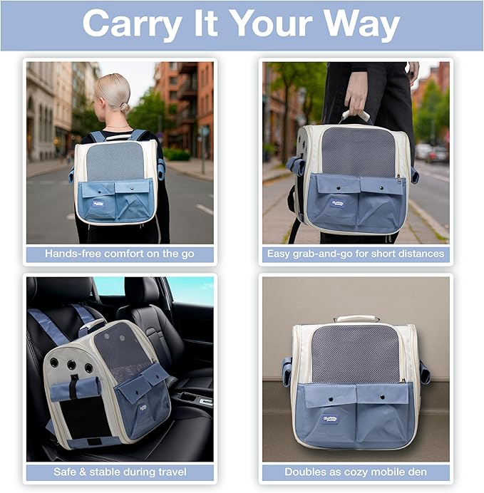 CMP – Cat Backpack Carrier Airline Approved – Breathable Pet Carrier Backpack for Small Dogs, Cats, Puppies, Rabbits – Travel Dog Backpack with Ventilated Design for Hiking, Outdoor, Car Trips