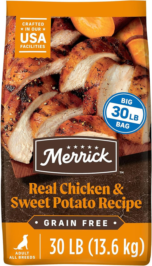 Merrick Premium Grain Free Dry Adult Dog Food, Wholesome And Natural Kibble With Real Chicken And Sweet Potato - 30.0 lb. Bag