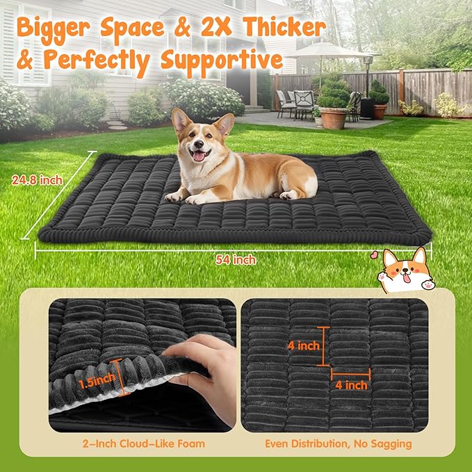 Backseat Pet Bed Mat, Plaid Dog Bed for Car Back Seat, Flannel Dog Covers for Loveseats, Non-Slip Travel Pet Mat, Custom Fit for Backseat Extenders and Seat Covers, 54"x24.8", Dark Grey