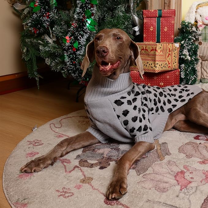 ROZKITCH Dog Winter Sweater for Medium to Large Dogs, Cozy Turtleneck Knit, Warm Clothes for Rottweilers Poodles and Pit Bulls Grey 3XL