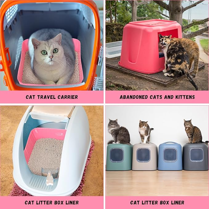 Bokon 25 Pcs Disposable Litter Boxes for Cats Plastic Cat Litter Tray Large Kitten Pan for Kitty Rabbit Guinea Pig Hamster Pets Supplies Travel Home Toilet, 15.7 x 11.8 x 3 Inches(Pink)