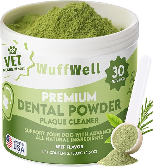 Dog Teeth Cleaning Powder with Probiotics – Dog Dental Care for Plaque & Tartar Remover – Effective Dog's Teeth Care & Oral Hygiene for Fresh Breath – USA Made Dental Powder for Dogs Teeth