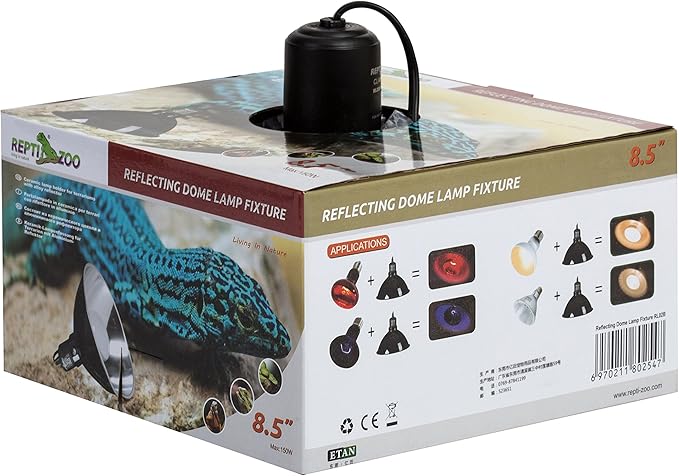 REPTI ZOO 8.5 Inch Reptile Lamp Fixture,Optical Reflection Cover for Reptile Glass Terrariums
