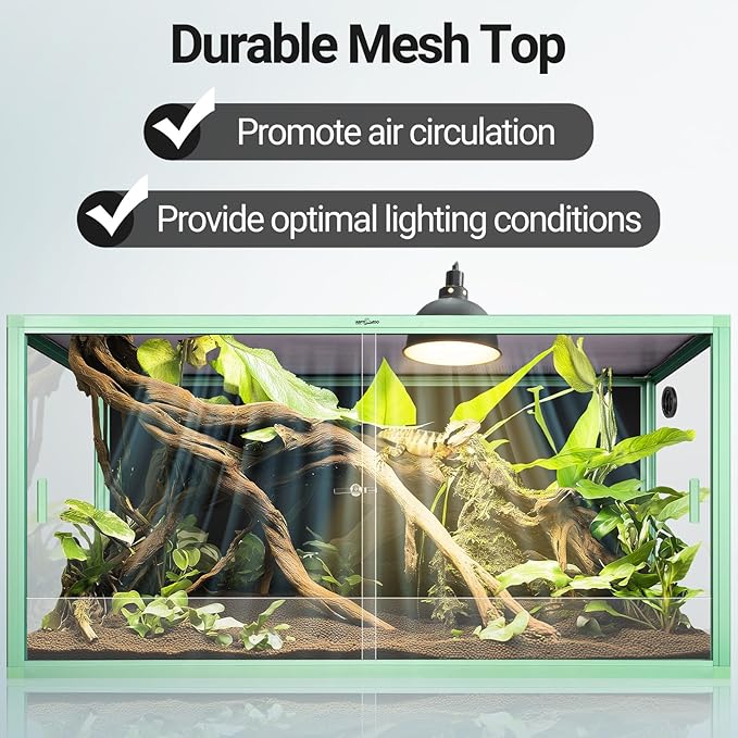 REPTI ZOO 120 Gallon Reptile Terrarium, 4x2x2 ft Light Weight Reptile Enclosure, Colored Reptiles Tank with Tempered Glass Door, Large Aluminum Habitat for Bearded Dragon, Snake, Lizard, Gecko-Green