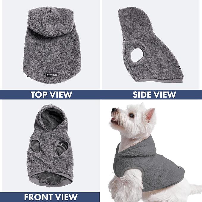 Spark Paws Teddy Dog Sweater, Sherpa Jacket Vest with Warm Fleece Lining, Winter Coat Suitable for Small Medium Large XL XXL Breeds - Grey - M