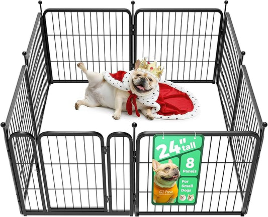 FXW Rollick Unleashed Dog Playpen for Indoor, Yard, RV Camping, 24 inch 8 Panels for Small and Puppy Dogs, Black│Patented