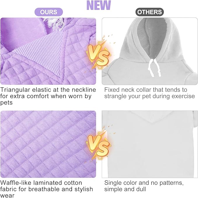 BEAUTYZOO Small Dog Hoodie Sweater with Pockets, Dog Clothes for Small Medium Dogs Boy Girl, Waffle-like Laminated Cotton Pet Coats with Hat and Leash Hole, All Weather Coat for Puppy Doggie Chihuahua