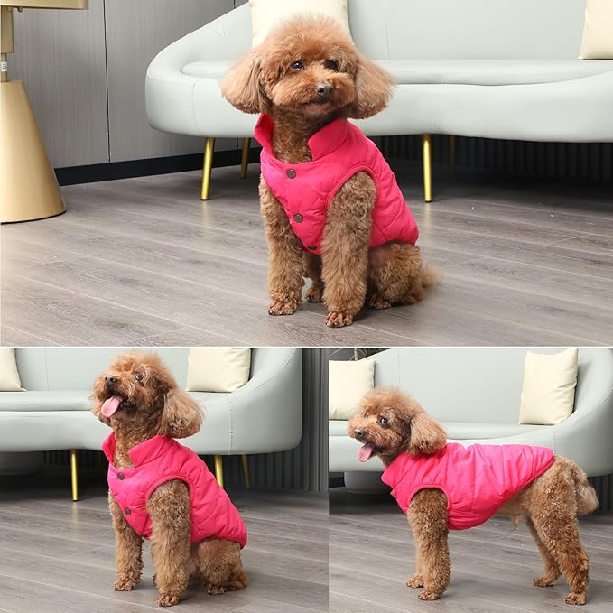 2 Layers Fleece Lined Warm Dog Jacket for Winter Cold Weather,Soft Windproof Large Dog Coat,Pink XXXL