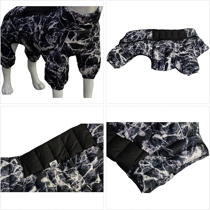 Dog Coat Dog Warm Jacket, 4 Legs Covered Waterproof Windproof Reflective Warm Dog Vest, Zippered Adjustable Outdoor Dog Snow Jacket for Small Medium Large Dogs micai-Black XXXL