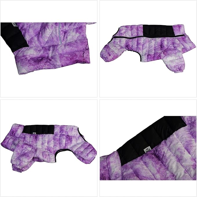 lovelonglong Dog Coat Dog Warm Jacket, 4 Legs Covered Waterproof Windproof Reflective Warm Dog Vest, Zippered Adjustable Outdoor Dog Snow Jacket for Small Medium Large Dogs micai-Purple M