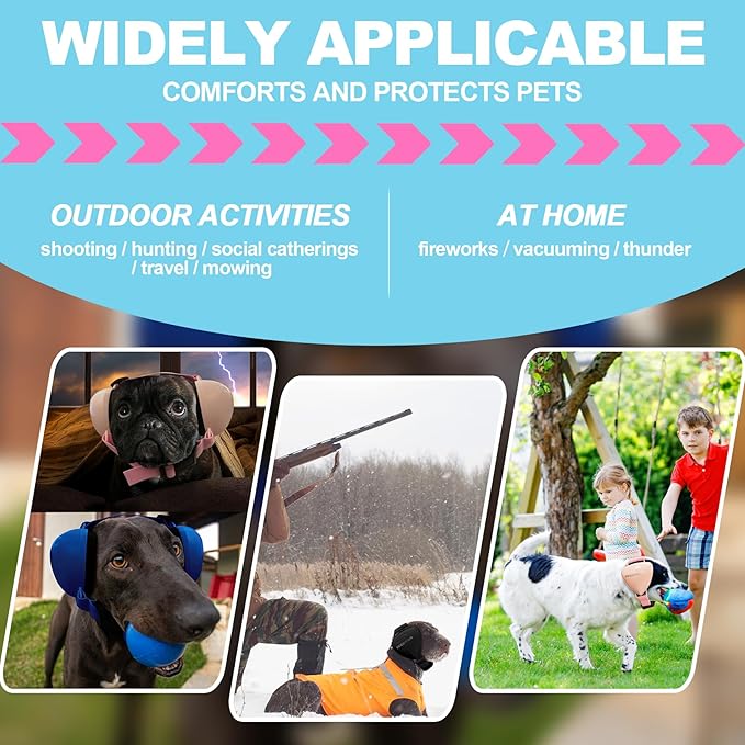 PROHEAR Ungrade GEL Pads Dog Ear Muffs Hearing Protection for Dogs, NRR 28dB for Thunder, Hunting, Tourism,Medium - Blue