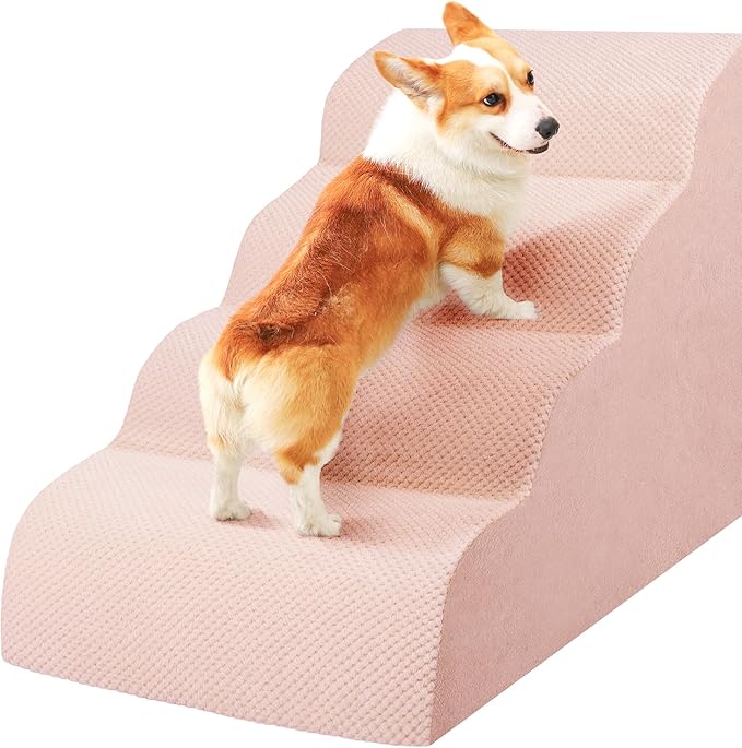 Dog Stairs for Small Dogs, High Density Foam Dog Steps, Extra Wide Non-Slip Pet Ramp for High Beds Or Couch, Soft Doggie Ladder for Dogs Injured, Older Pets, Small Cats