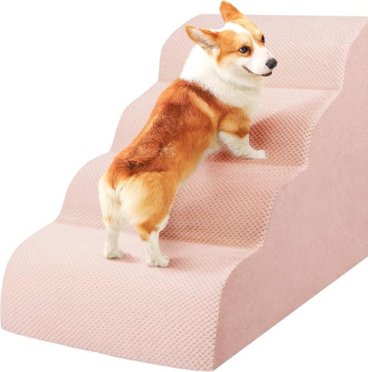 Dog Stairs for Small Dogs, High Density Foam Dog Steps, Extra Wide Non-Slip Pet Ramp for High Beds Or Couch, Soft Doggie Ladder for Dogs Injured, Older Pets, Small Cats