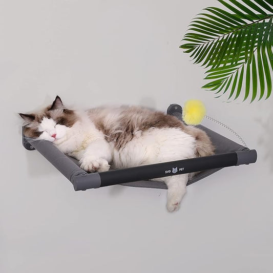 SVD.PET Wall Mounted Cat Hammock & Toy, Soft, Comfortable Cover - Modern Cat Shelf - Supports up to 40 lbs (Dark Grey)