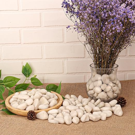 Premium 1-2 Inch White Natural River Rocks – Versatile 22 lbs River Rocks & Pebbles for Outdoor and Indoor Plants, Use for Decorative White Stones for Garden, Aquarium, Vase, Plant, Crafting