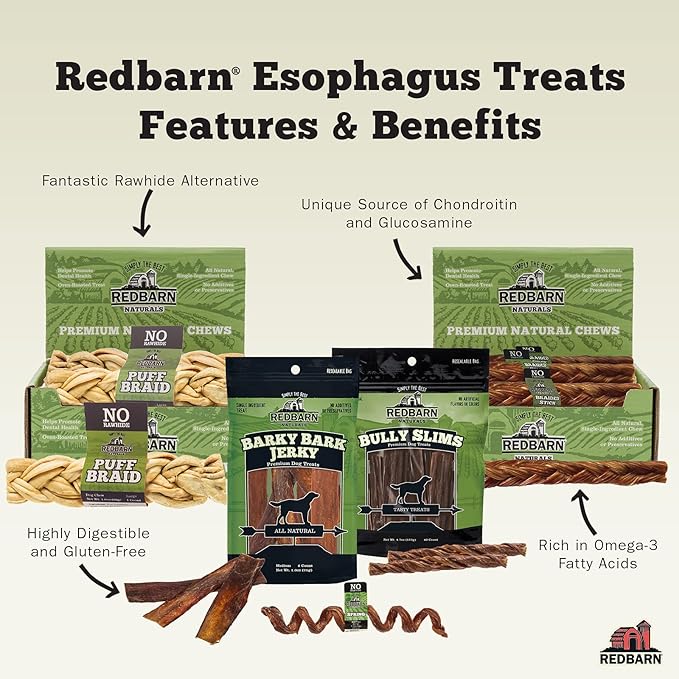 Redbarn Pet Products All-Natural Barky Bark Beef Jerky for Dogs - Medium 4-5" Strips - Premium Grain-Free & Rawhide-Free Treats w/Chondroitin & Glucosamine for Joint Health - 6 Count