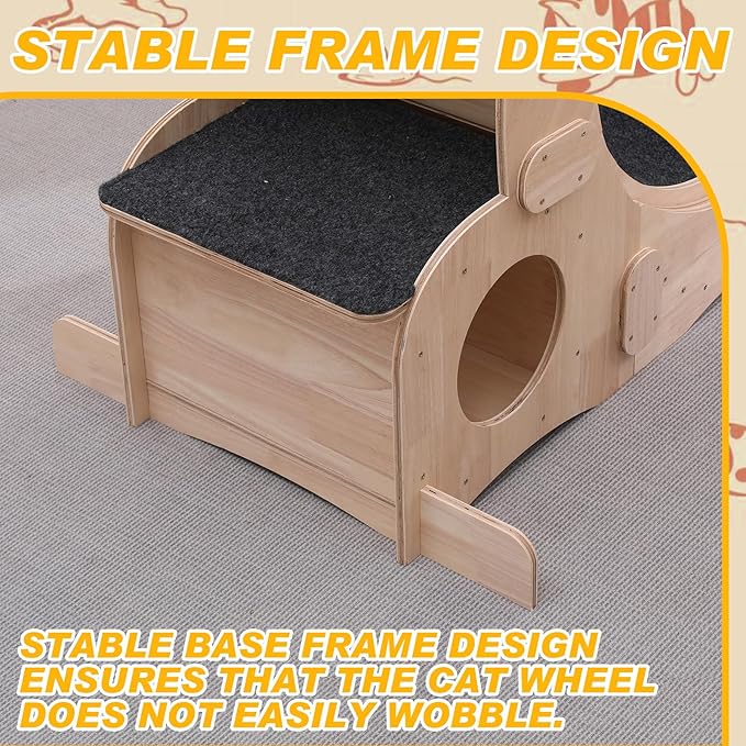 Cat Wheel 7-in-1 Upgraded Exercise Treadmill for Indoor Cats，Cat Treadmill with Silent Running Wheel, Cat Tunnel, Cat Wheels for Indoor Cats, Perfect Cat Jym & Toy for Endless Fun & Fitness