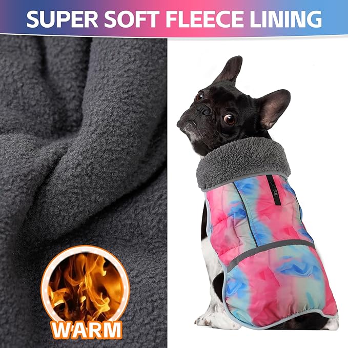 Doglay Dog Coat, Waterproof Dog Jacket Pet Winter Coat for Cold Weather with Thicken Furry Collar, Reflective Puppy Winter Jacket Warm Fleece Lining for Small Medium Large Pets