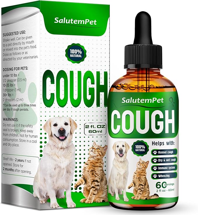 Dog Cough Medicine in Drops – Cat Cough Supplement – Kennel Cough Treatment for Dogs to Help with Sneezing & Runny Nose – Herbal Supplement – 2 Oz
