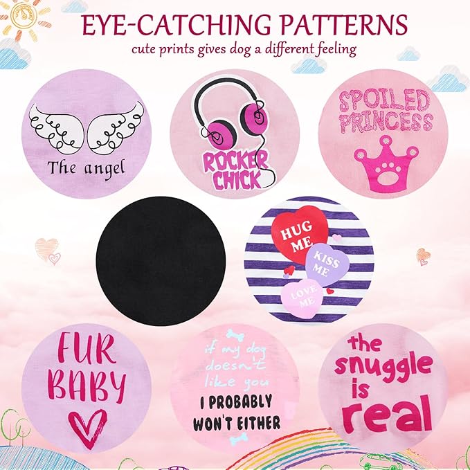 Reginary 8 Pieces Pet Shirts Summer Printed Puppy Dog Shirt Soft Pullover Cute Dog Sweatshirts Puppy Girl Female Clothes Outfits Small Doggie Cats(Vivid Pattern,Size S)