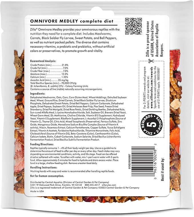 Zilla Pet Reptile Omnivore Food Medley Diet, 4 oz