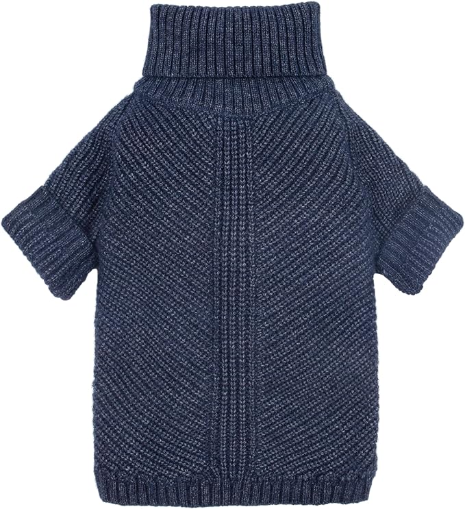 Fitwarm Turtleneck Knit Dog Sweater, Thermal Dog Winter Clothes for Small Dogs Boy Girl, Cozy Sweaters for Dogs, Doggy Pullover Jumper, Pet Outfit, Heather Navy Blue, XXL