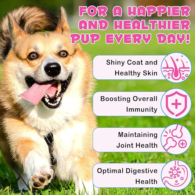 Premium Collagen for Dogs, Liquid Collagen for Dogs 2 fl.oz, Skin & Coat Supplement for Dogs, Itch Relief for Dogs with Vitamin C, Biotin, MSM, Ginger, Daily Collagen for Dogs Drops, Bacon Flavor
