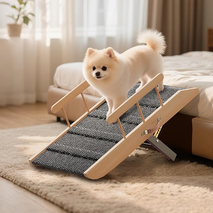 Small Dog Ramp for Bed Couch, Pet Ramp for Small Old Dogs Cats with 5 Adjustable Heights from 7.09" to 12.60", Portable Non-Slip Dog Ramp for High Bed, Couch, Hold up to 100 LBS
