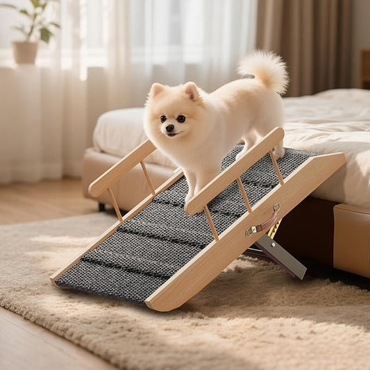 Small Dog Ramp for Bed Couch, Pet Ramp for Small Old Dogs Cats with 5 Adjustable Heights from 7.09" to 12.60", Portable Non-Slip Dog Ramp for High Bed, Couch, Hold up to 100 LBS