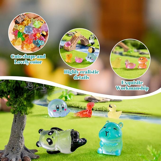 30 Styles Mini Resin Animals 30pcs Variety Tiny Animals Figures Miniature Little Small Figurines Bulk for Micro Fairy Garden Landscape Accessories Hide Decor Aquarium
