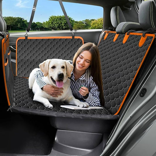 Victoper Back Seat Extender for Dogs, Dog Car Seat Cover with Detachable Hard Bottom Holds 440 LB, 600D Heavy Dog Seat Cover with 2 Seatbelts, 100% Waterproof Backseat Extender for Sedan SUV Truck