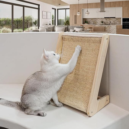 PETKARAY Cat Scratcher, Sisal Scratching Ramp, L Shape Scratch Pad for Indoor Cats, Kitten Wall Furniture Protector Small