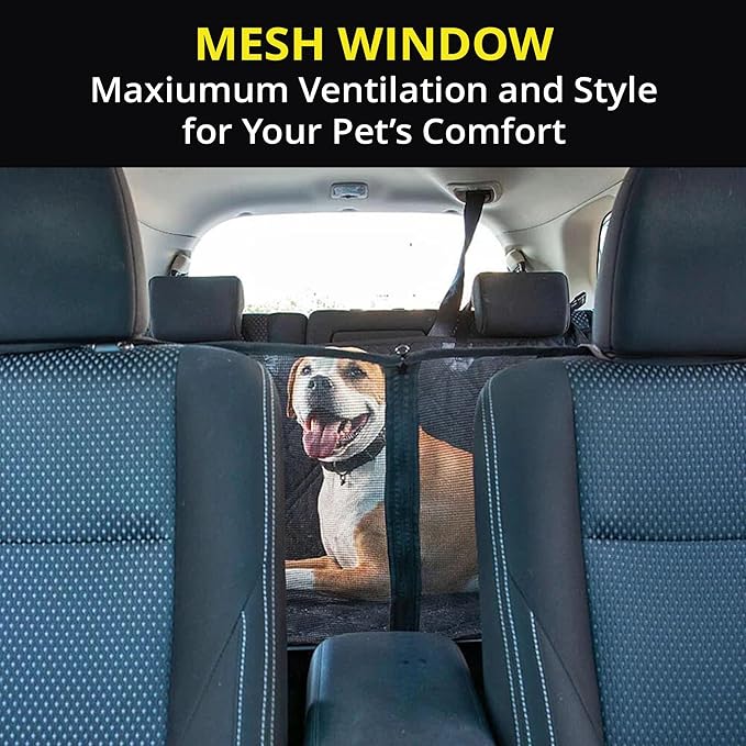 Meadowlark Heavy-Duty Car Seat Cover with Mesh Window, Extra Padded Non-Slip Dog Hammock, Water-Resistant Back Seat Protector for Cars, Trucks and SUVs (54" W x 58" L)
