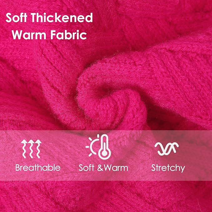 AOFITEE Dog Sweater, Turtleneck Dog Sweaters for Small Dogs Female, Dogs Winter Sweaters Girl Boy, Small Pet Christmas Sweater, Classic Cable Holiday Knitwear for Pug Dachshund (Rose Red, S)