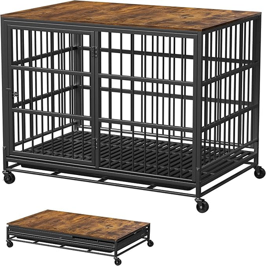 45" Dog Crate Furniture Indoor Large Dog Crates for Large Dogs Heavy Duty Dog Crate for Medium Dogs Wooden Foldable Dog Kennel Indoor