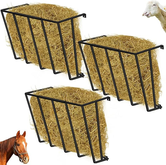 Zonon 3 Pcs Wall Hay Feeder Mount Detachable Goat Hay Rack 22 Gallon 23.62x22.76x11.81 Inch Multiple Sided Hay Holder Horses Heavy Duty Horse Feeding Supplies for Effortless Installation Horse Farm