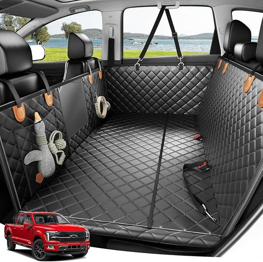 Zanch 2025 Upgraded Dog Car Seat Cover, 400 lbs Heavy Duty Hard Bottom, Waterproof & Anti-Scratch Back Seat Protector, Nonslip Pet Hammock Extender for Full-Size Trucks, SUVs, XL-Orange