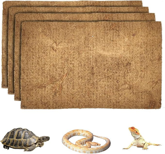 Hamiledyi Reptile Carpet Natural Coconut Fiber Tortoise Carpet Mat for Pet Terrarium Liner Reptile Supplies for Lizard Snake Chamelon Turtle Bedding Bunny Rabbit Mat (4 Pcs)