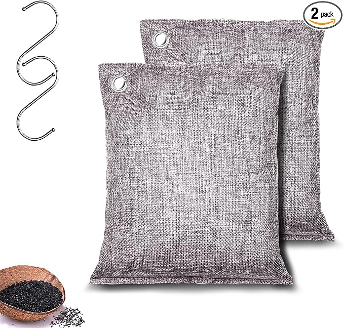 Activated Charcoal Odor Absorber, Odor Eliminator for Strong Odor,Coconut Shell Charcoal Air Purifying Bags for Home Car Closet Pet, Smoke Room Deodorizer