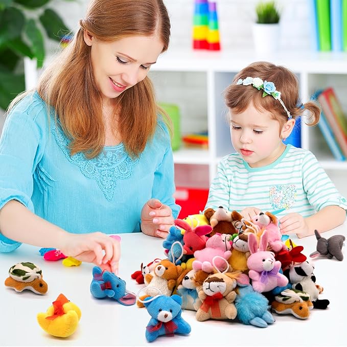 48 Pack Small Stuffed Animals Bulk Gifts for Kids (2.3/2"-2.5/3.5" Each), Party Favors Toys for Girls, Easter Basket Stuffers Christmas Stocking Plushies (48PCS)