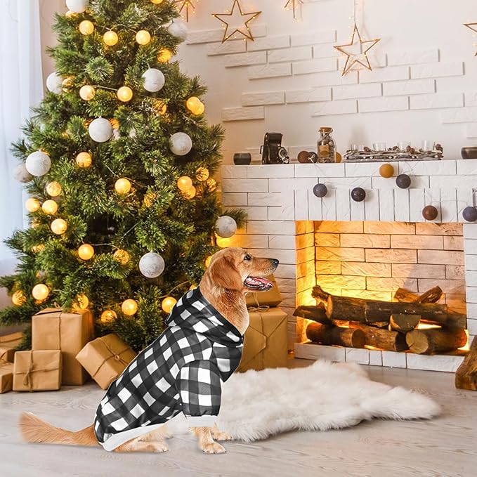 GreenJoy Plaid Dog Sweaters Hoodies Sweatshirts for Dogs Cats, Warm and Soft Cold Weater Coats for Christmas (Black, XX-Large)